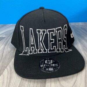 Los Angeles Lakers SnapBack Hat Ultra‎ Game All Black, Block Letters OSFM